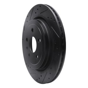 Cadillac CTS Brake Rotor (1) - Rear Left - R1 Concepts - Drilled & Slotted - Black - `08-`14